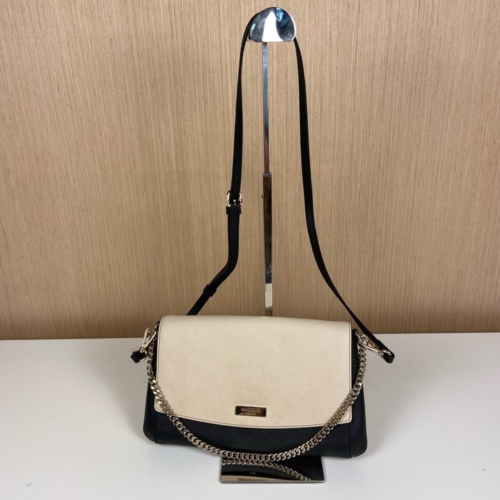 Kate Spade Two Tone Black Cream Chain Crossbody Shoulder Bag